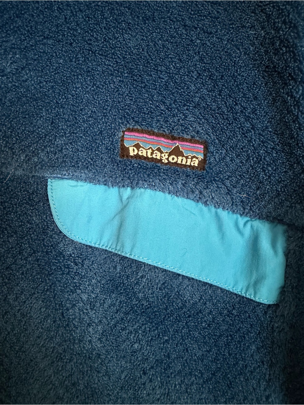Patagonia Navy Fleece Jacket with Teal Accent